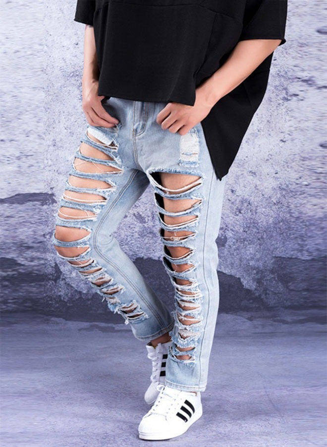 الصيف الرجال شارع العليا الاتجاه ممزق الجينز - Image 2