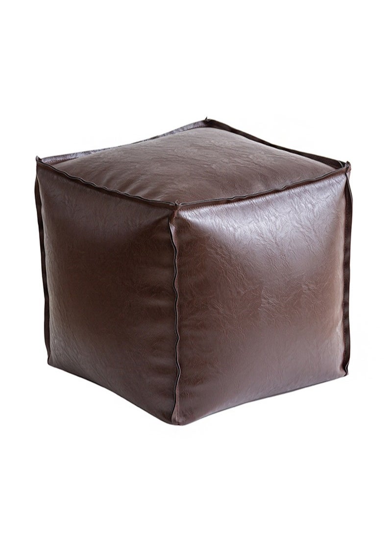 Apustim 40*40*40cm Unstuffed Pouf Cover, Faux Leather Poofy Ottoman Footstool For living room Decoration Square Foot Rest for Storage Orange Floor Cushion Footrest (Brown sugar color，Only Cover，No Filler)  - Image 1
