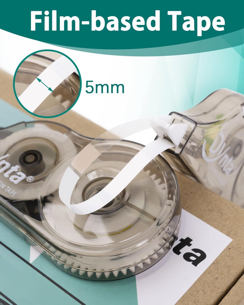 Dynta Correction Tape 28 Pack, White Mistake Out, Transparent Dispenser, 1/5 Inch X 32.8 Ft (5mmx10m), Correction Supplies Ergonomic Design Instant Fixes - Image 3