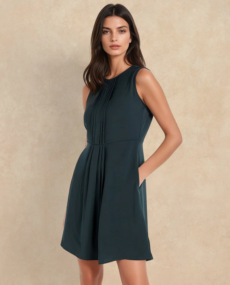 Rareism Women's Sleeveless Mini Dress With Pleats