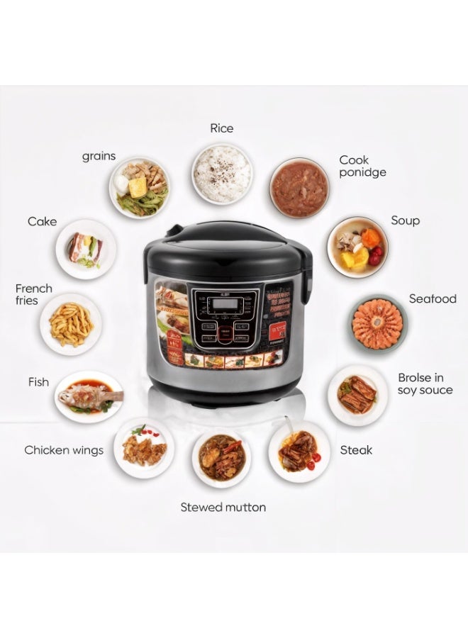آر إيه أف قدر ضغط RAF سعة 12 لترًا بقوة 1600 واط - قدر متعدد الاستخدامات رقمي مزود بلوحة تحكم LED ومؤقت ضبط مسبق لمدة 24 ساعة ووعاء غير لاصق للأرز واللحوم والحساء والمزيد - Image 2