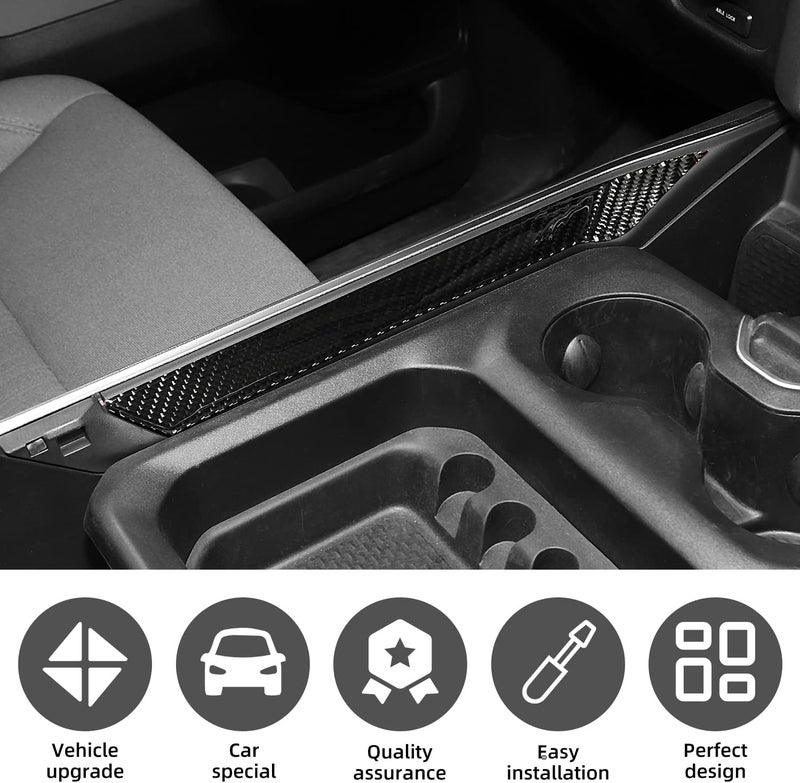 SQQP Real Carbon Fiber Center Console Armrest Box Inside Strips Cover for 2018-2023 Dodge RAM - Image 3
