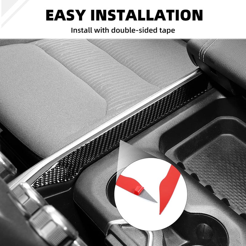 SQQP Real Carbon Fiber Center Console Armrest Box Inside Strips Cover for 2018-2023 Dodge RAM - Image 5