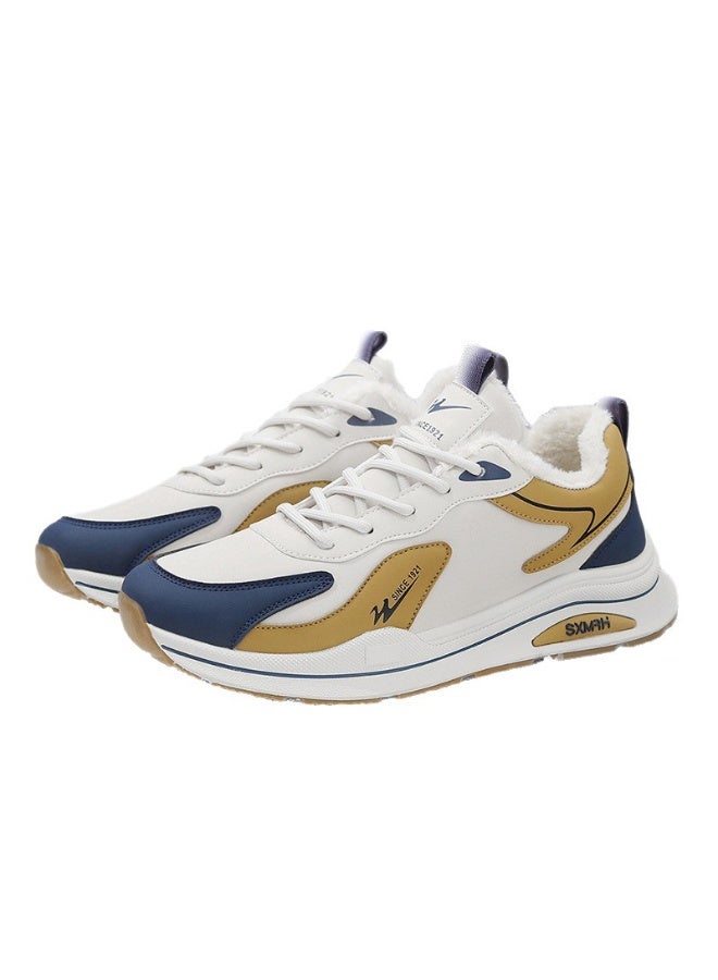 DOUBLE STAR Winter Warm Fur-Lined Sneakers Women's Non-Slip Platform Casual Shoes White Blue Yellow Trendy 2025 42SIZE