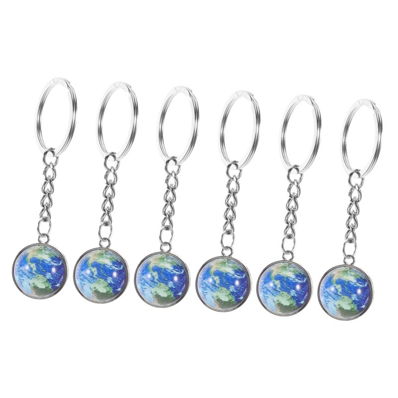 Glow In The Dark Double Sided Earth Keychain 6pcs For Backpack Car Keys - Image 2