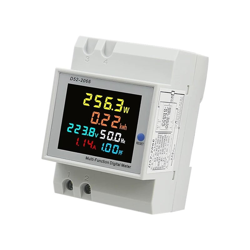 خفيف الوزن وسهل الحمل 6IN1 مراقب جهد التيار المتردد على سكة DIN 110V 220V 380V عداد طاقة كهربائية ذكي أمبير 100A D52-2066 (محول تيار خارجي، 40-300 فولت) جودة مطورة للعمر - Image 2