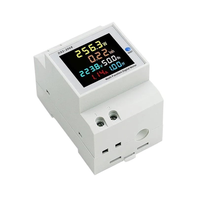 خفيف الوزن وسهل الحمل 6IN1 مراقب جهد التيار المتردد على سكة DIN 110V 220V 380V عداد طاقة كهربائية ذكي أمبير 100A D52-2066 (محول تيار خارجي، 40-300 فولت) جودة مطورة للعمر - Image 1