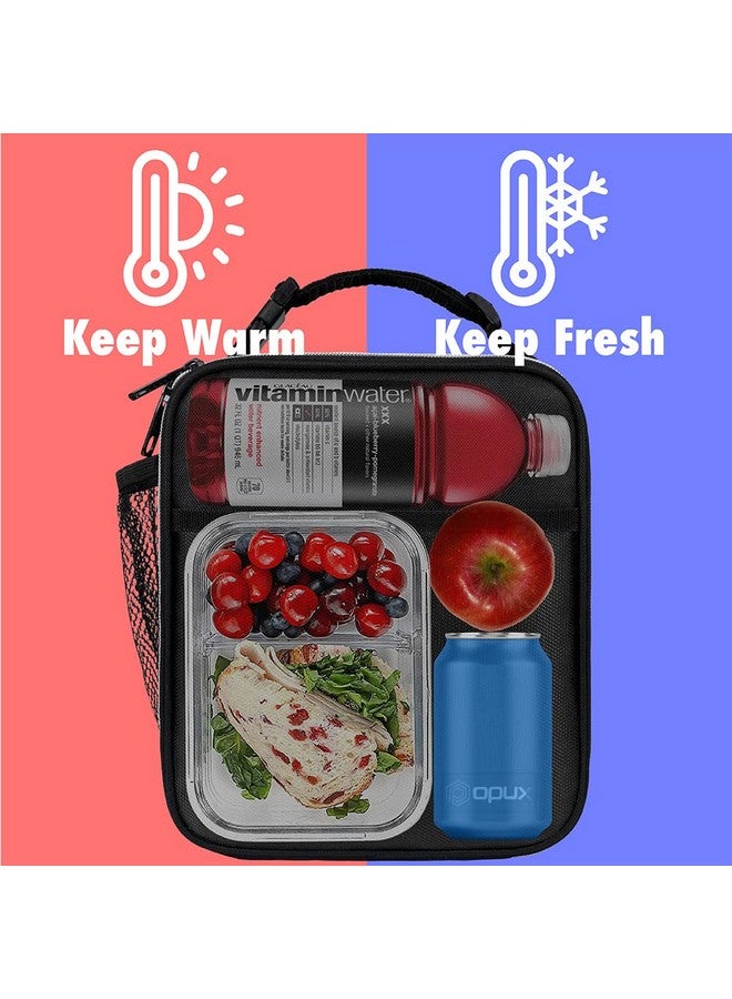 OPUX Premium Thermal Insulated Mini Lunch Bag | School Lunch Box for Boys, Girls, Kids, Adults | Soft Leakproof Liner | Compact Lunch Pail for Office (Black) - Image 2