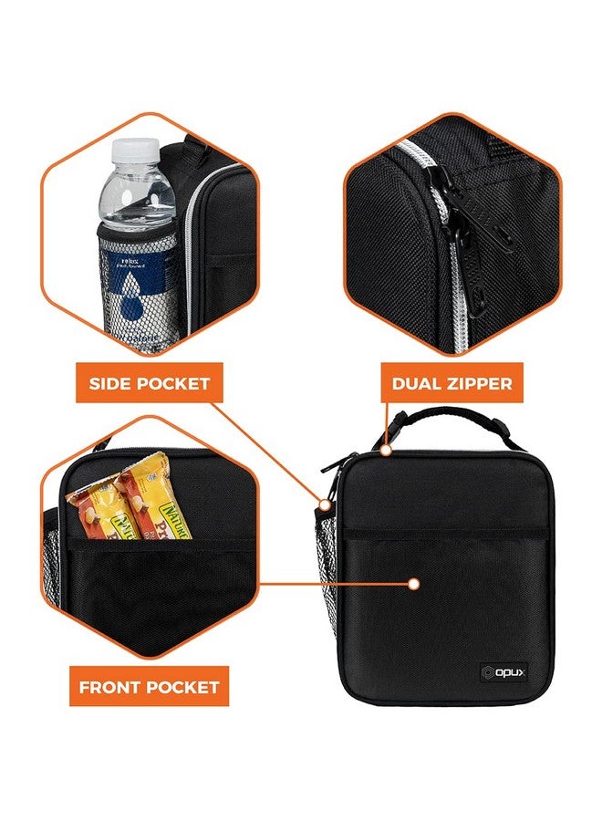 OPUX Premium Thermal Insulated Mini Lunch Bag | School Lunch Box for Boys, Girls, Kids, Adults | Soft Leakproof Liner | Compact Lunch Pail for Office (Black) - Image 4