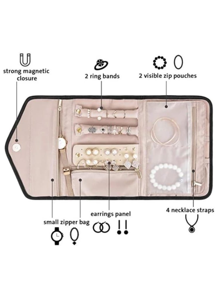 LIMOS Travel Jewelry Organizer Foldable Lightweight Jewelry Storage Case with Zipper Portable Large Capacity - Image 2