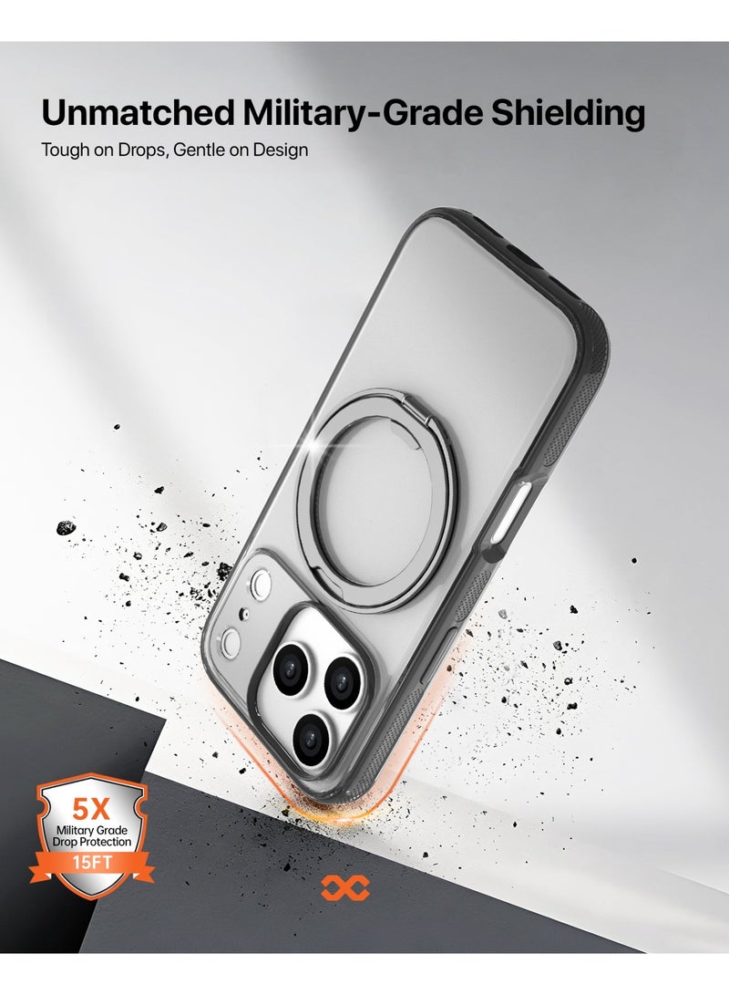 INFINYTY iPhone 17 Pro 360° Rotatable Ring Stand Case Pristine Black, MagSafe Compatible, Multi-Angle Viewing, N52 Magnet, Military Grade Drop Protection, Precision Fit, Enhanced Button/Port Access Hands-Viewing, Raised Edge, Sleek & Lightweight, Infinyty Lite - Image 2