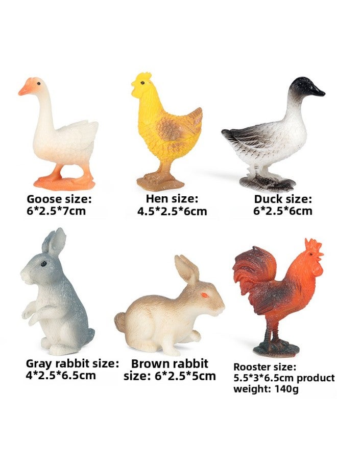 Children's Early Education Simulation Marine Animal Model Dinosaur Toy Birds Insect Sand Table Fleshy Scene Fish Tank Ornaments-Color:BX Poultry Mini 6 Set - Image 1