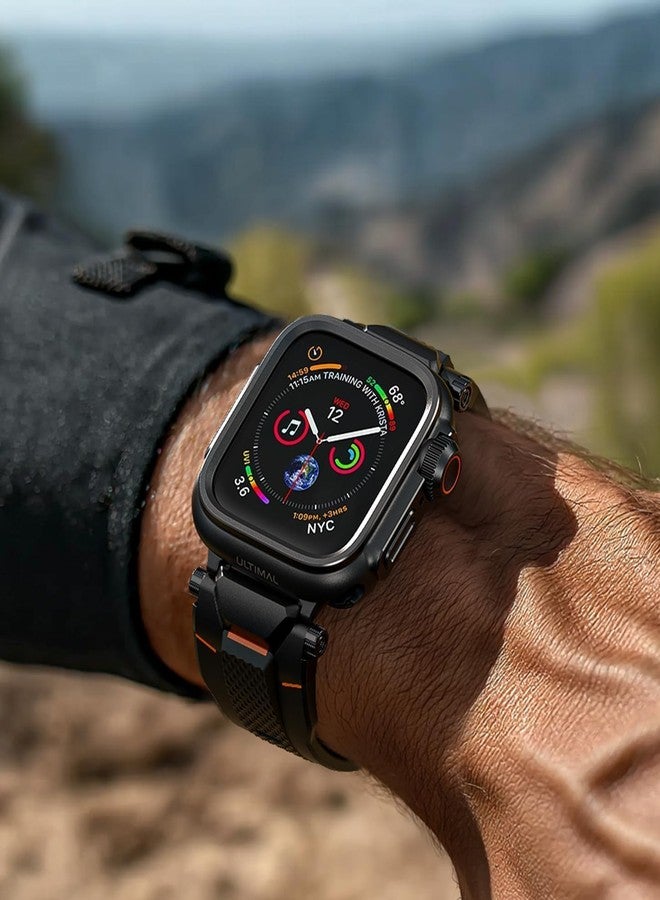 ULTIMAL Metal Case Compatible with Apple Watch Series 6/5/4/SE/SE2 44mm with Back Cover, Military Grade Shockproof Protective Case, Rugged Cover for iWatch 44mm (Black) - Image 2