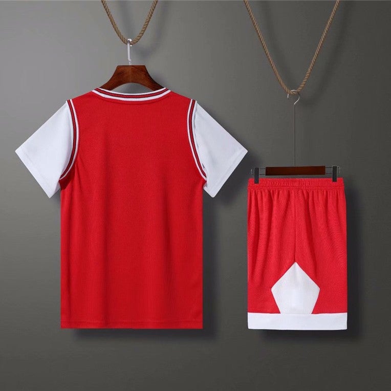 Children'S Short-Sleeved Fake Two-Piece Light Board Suit For Primary And Secondary School Students Jersey Training Game Basketball Uniform With Printed Numbers - Image 4