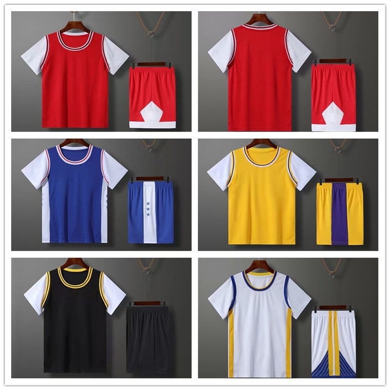 Children'S Short-Sleeved Fake Two-Piece Light Board Suit For Primary And Secondary School Students Jersey Training Game Basketball Uniform With Printed Numbers - Image 2
