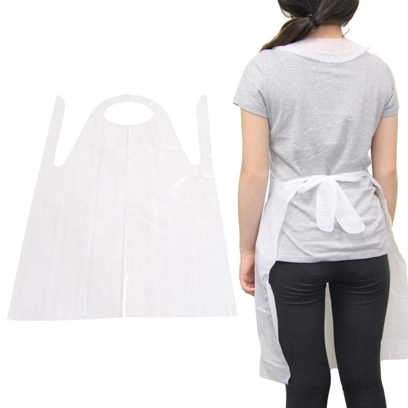 Vankcp 100 Pcs Disposable Aprons, 24'' x 42'' Plastic Waterproof Apron Painting Smock Eating Bibs for Adults Painting Party, Cooking, Housework, Picnic - Image 2