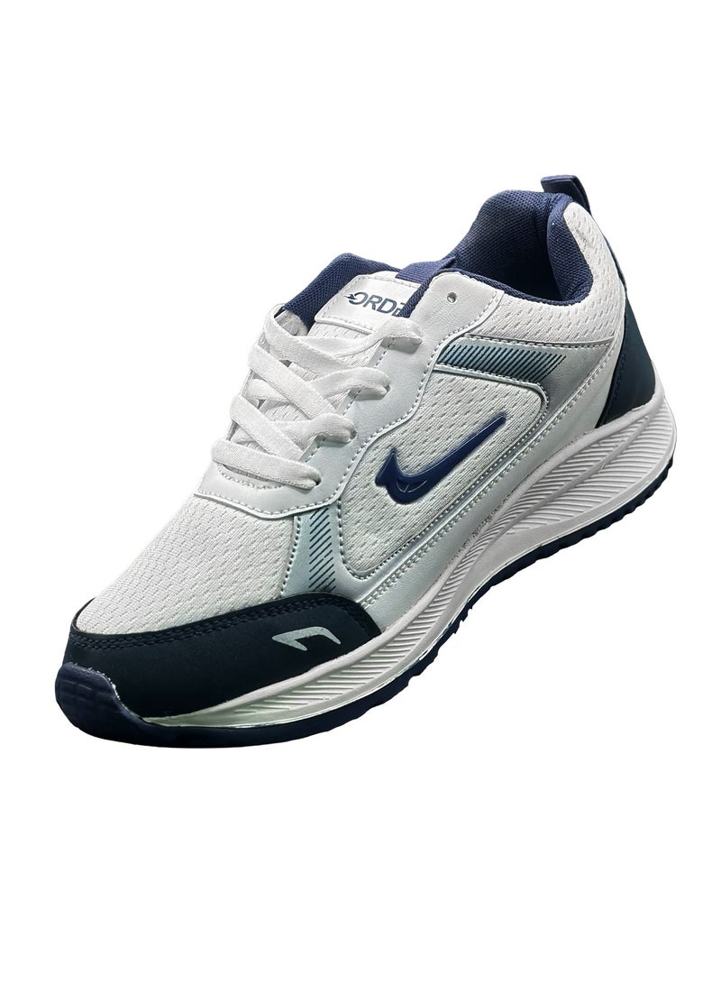 ORDER RunEgle Men’s Performance Running Shoes -(SJ-201) White/Blue - Lightweight Synthetic Upper - Image 2