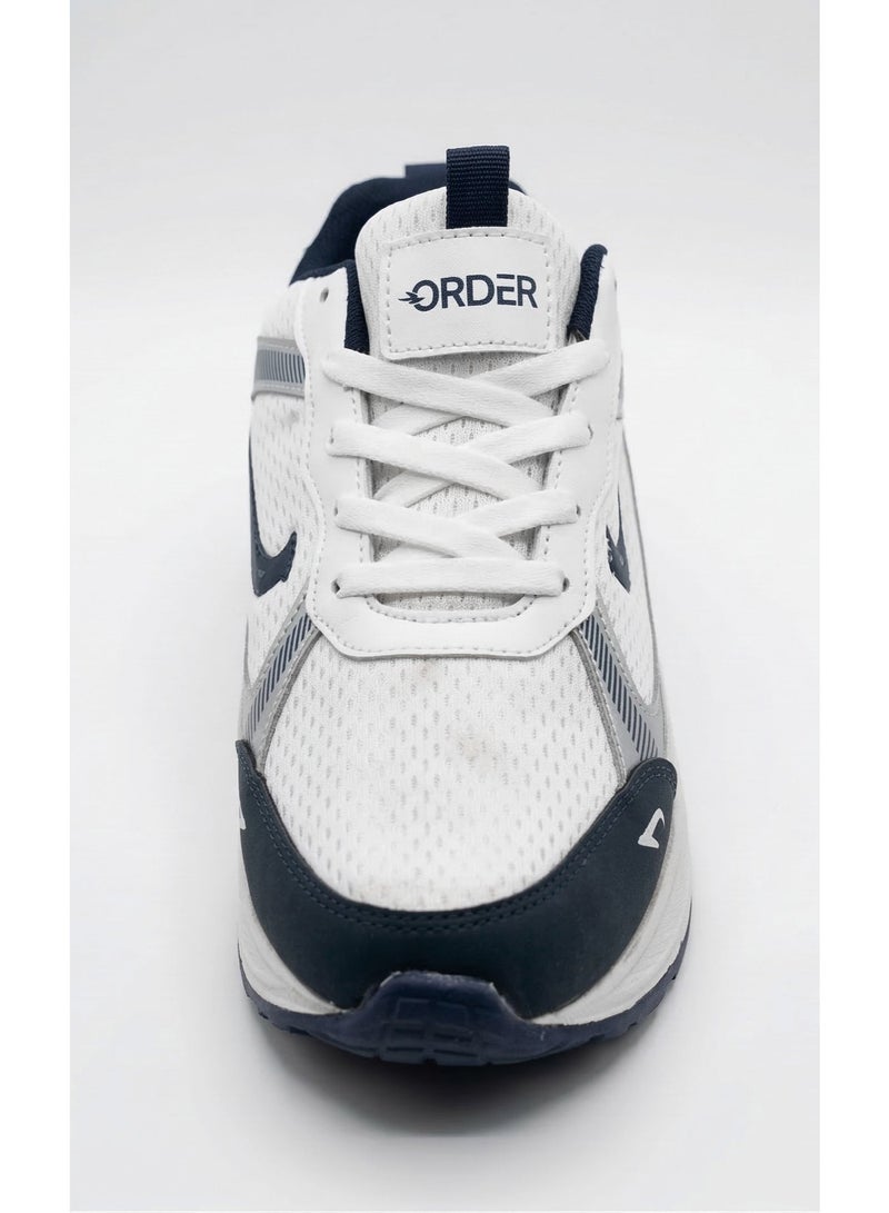 ORDER RunEgle Men’s Performance Running Shoes -(SJ-201) White/Blue - Lightweight Synthetic Upper - Image 1