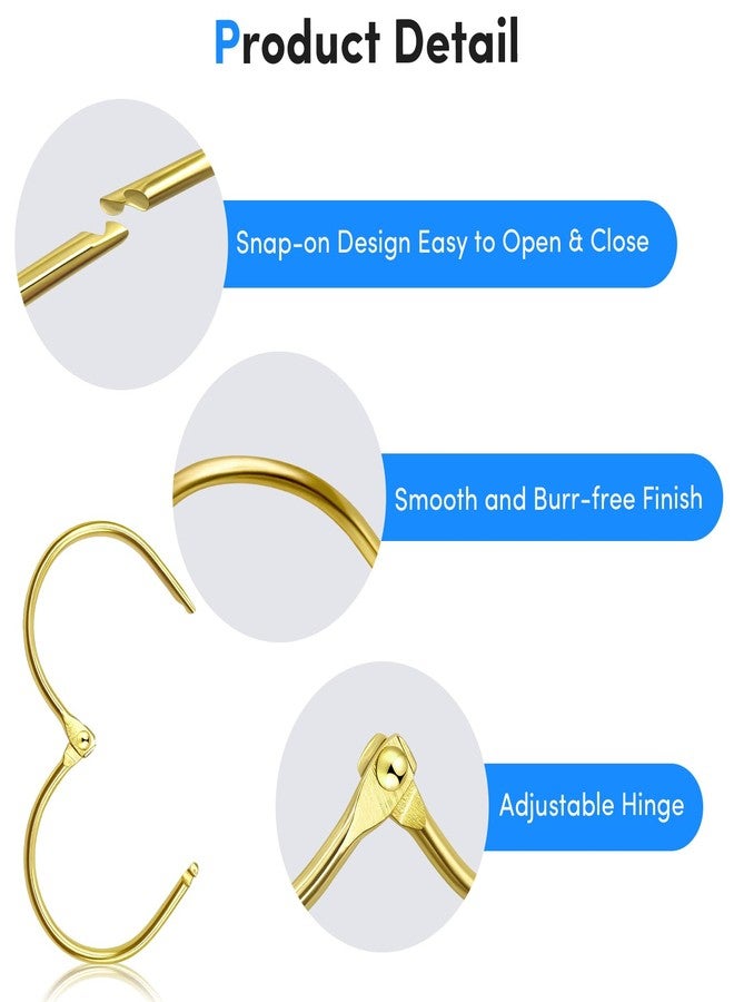 ELWEY Gold Shower Curtain Hooks Rings,ELWEY Shower Curtain Hooks Rust Proof, Metal Shower Curtain Hangers for Bathroom Shower Curtains Rods, Oval Snap Shower Rings for Curtain, Set of 12, Gold - Image 3