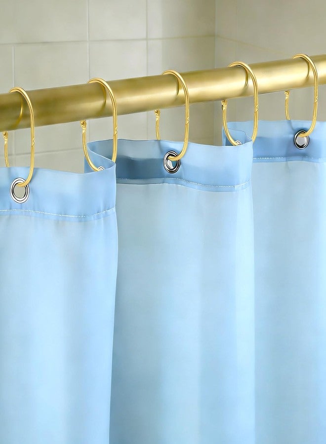 ELWEY Gold Shower Curtain Hooks Rings,ELWEY Shower Curtain Hooks Rust Proof, Metal Shower Curtain Hangers for Bathroom Shower Curtains Rods, Oval Snap Shower Rings for Curtain, Set of 12, Gold - Image 2