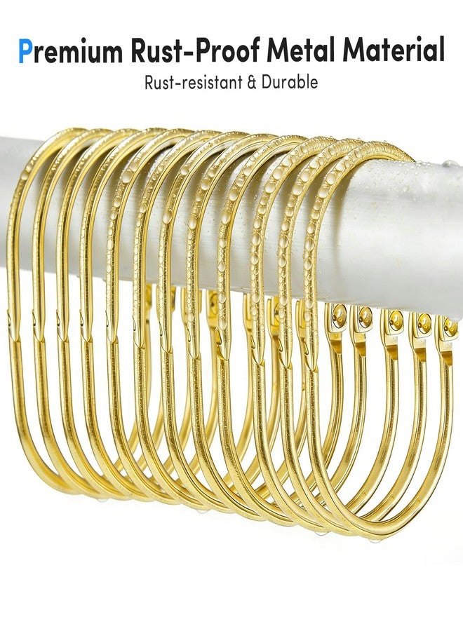 ELWEY Gold Shower Curtain Hooks Rings,ELWEY Shower Curtain Hooks Rust Proof, Metal Shower Curtain Hangers for Bathroom Shower Curtains Rods, Oval Snap Shower Rings for Curtain, Set of 12, Gold - Image 5