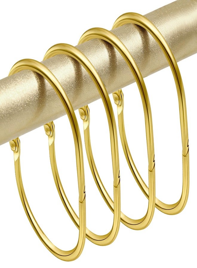 ELWEY Gold Shower Curtain Hooks Rings,ELWEY Shower Curtain Hooks Rust Proof, Metal Shower Curtain Hangers for Bathroom Shower Curtains Rods, Oval Snap Shower Rings for Curtain, Set of 12, Gold - Image 1