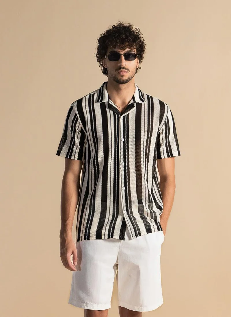 SHAPES STRIPED SEMI-SHEER SHIRT