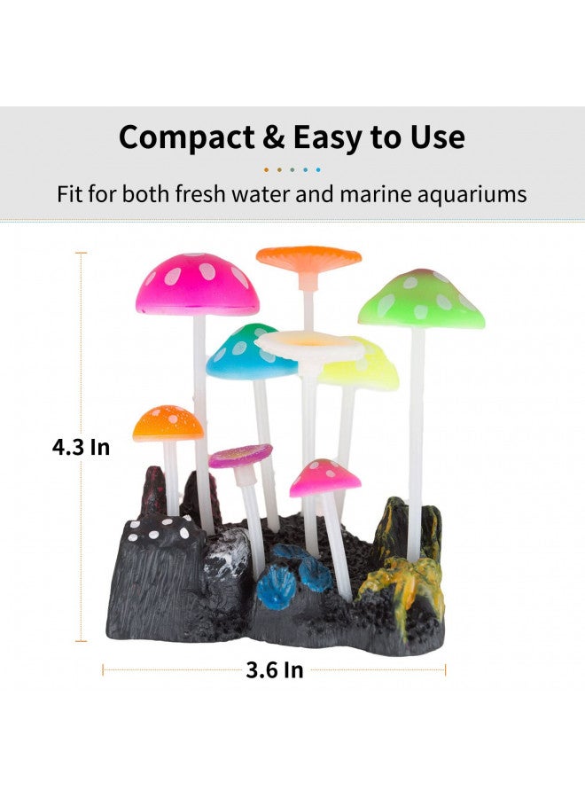 Uniclife Glowing Effect Artificial Mushroom Aquarium Plant Decor Ornament Decoration for Fish Tank Landscape - Image 4