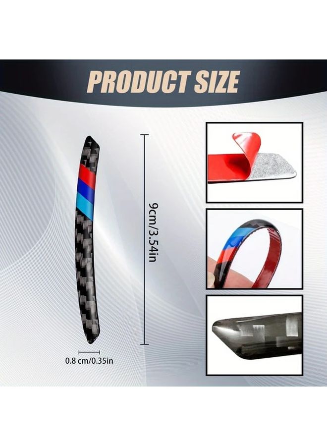 4Pcs Blue Universal Wheel Stickers Carbon Fiber Design Durable Scratch Resistant - Image 1