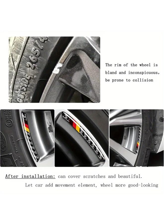 4Pcs Blue Universal Wheel Stickers Carbon Fiber Design Durable Scratch Resistant - Image 2