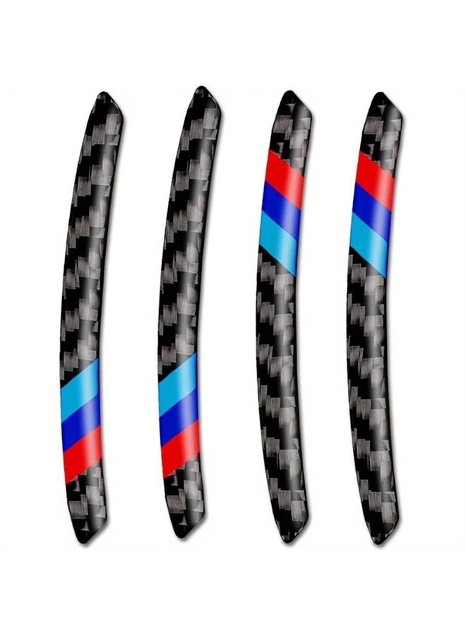 4Pcs Blue Universal Wheel Stickers Carbon Fiber Design Durable Scratch Resistant - Image 3