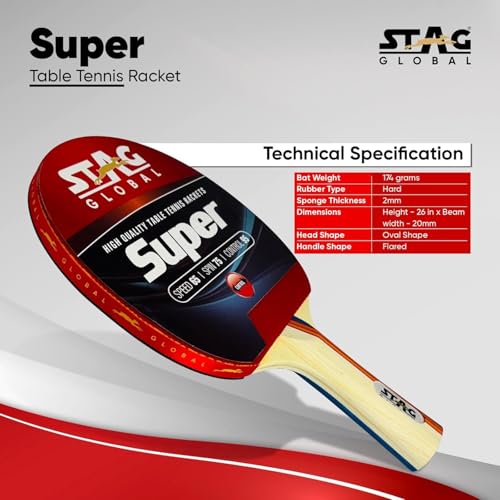 Stag Super Table Tennis Racquet( Multi- Color, 174 grams, Intermediate ) - Image 2