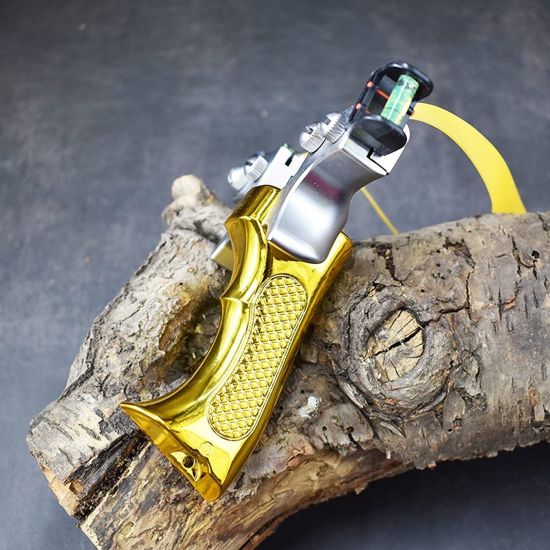 Marksman ® Strong Anti-Slip Design Double Screw Resin Slingshot for Outdoor Target Practice (Yellow Resin Double Screw Slingshot) - Image 2