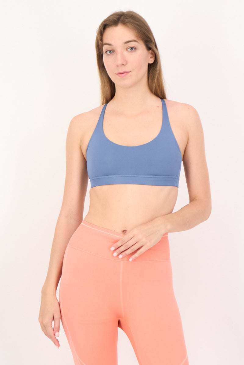 Reebok Women Plain Non Padded Sports Bra, Slate Blue - Image 1