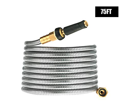 Rosy Earth Expandable Metal Garden Hose 75 FT - 304 Stainless Steel Water Hose 75 FT - Heavy Duty non Kinking Flexible Garden Hose, no Bite - Image 4