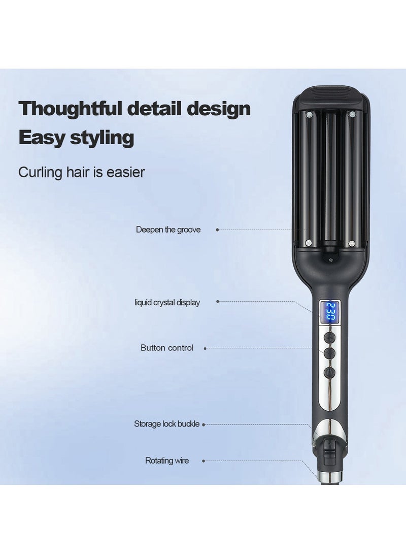 16mm Curling Iron with Rolled Ceramic Barrel Large Curl Wavy Wave Wand Negative Ions for Hair Protection Heat-Resistant Design Adjustable Temperature Suitable for Various Hair Types - Image 2