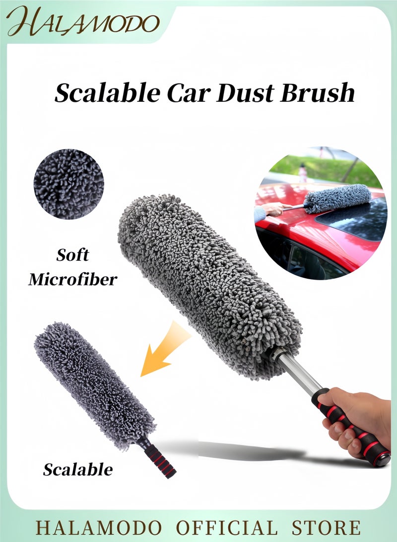 HALAMODO Car Duster Automobile Mop Exterior Soft Microfiber Scratchless Car Dust Brush with Extendable Handle Car Interior Cleaning for Car & Truck & Motorcycle - Image 1