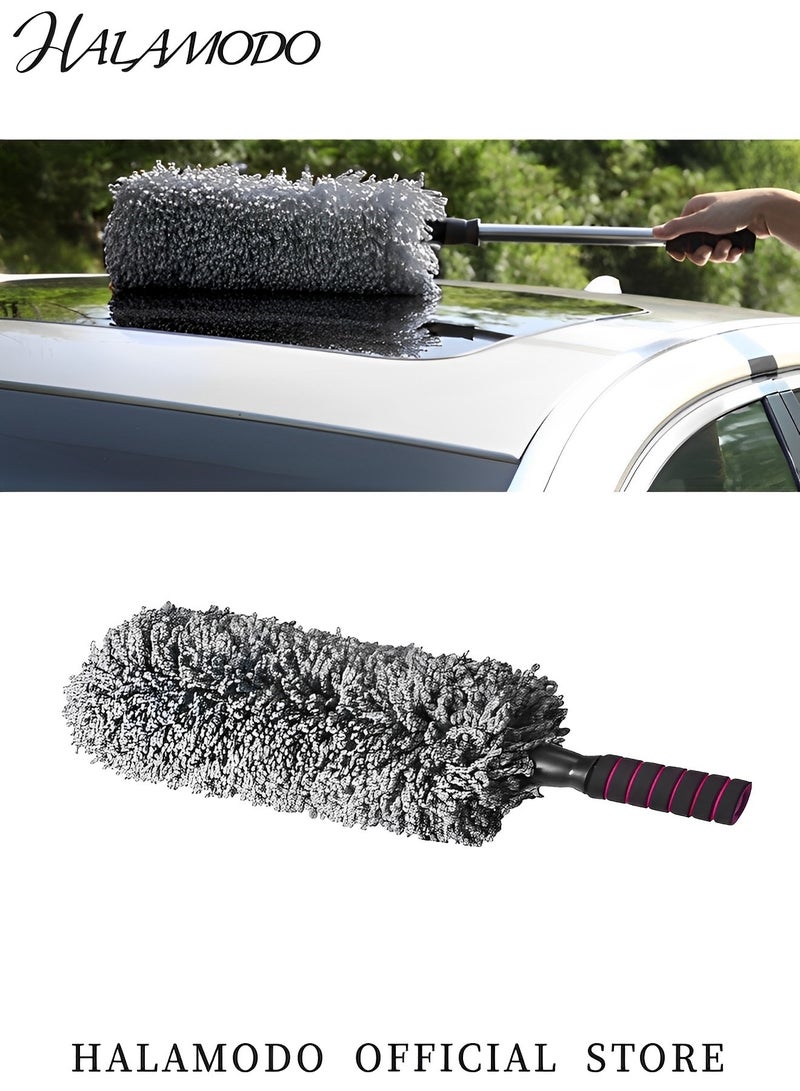HALAMODO Car Duster Automobile Mop Exterior Soft Microfiber Scratchless Car Dust Brush with Extendable Handle Car Interior Cleaning for Car & Truck & Motorcycle - Image 3