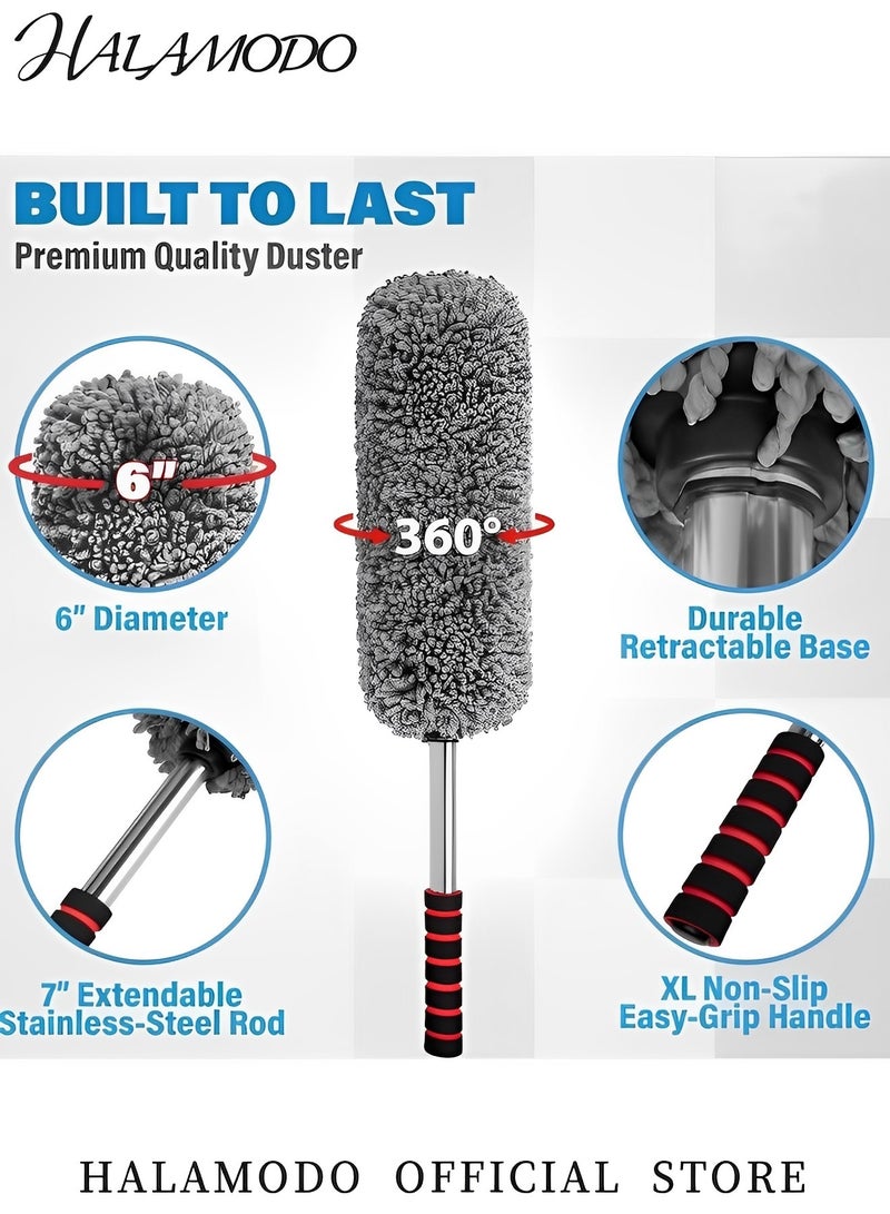 HALAMODO Car Duster Automobile Mop Exterior Soft Microfiber Scratchless Car Dust Brush with Extendable Handle Car Interior Cleaning for Car & Truck & Motorcycle - Image 4