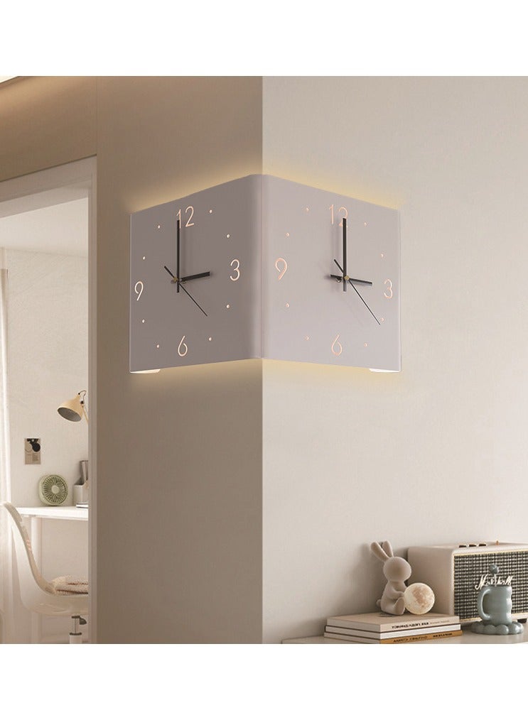 XICEN Double Sided Wall Clock, 12 Inch Modern Decorative Wall Clock, Battery Operated, Sensor Luminous Wall Mounted Corner Clock  for Living Room, Bedroom  - Image 1