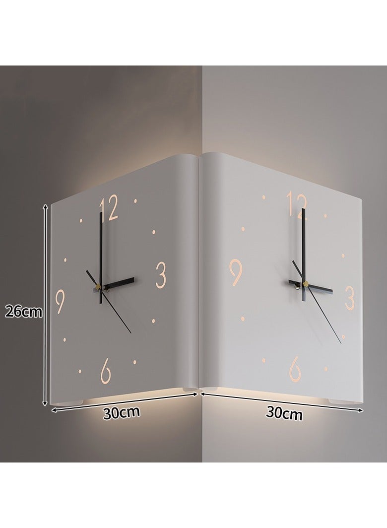 XICEN Double Sided Wall Clock, 12 Inch Modern Decorative Wall Clock, Battery Operated, Sensor Luminous Wall Mounted Corner Clock  for Living Room, Bedroom  - Image 2