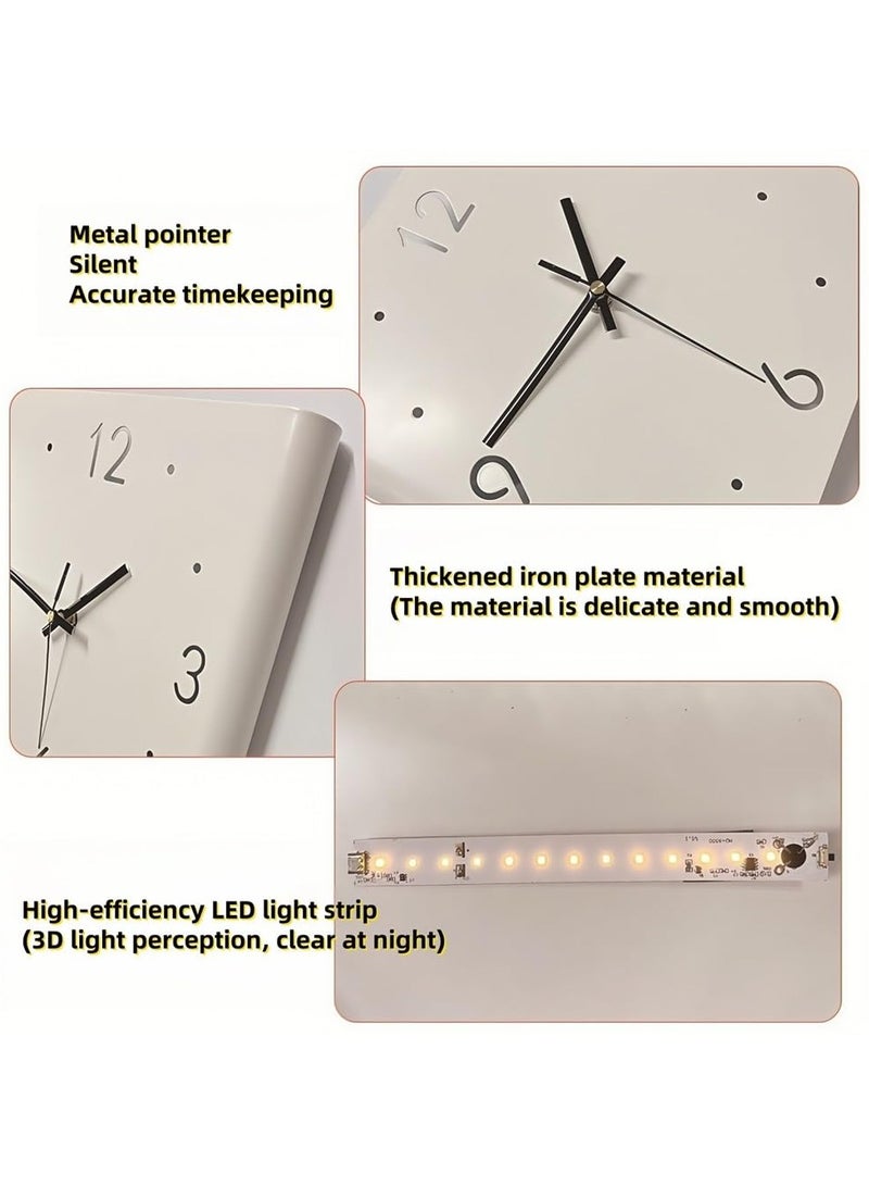 XICEN Double Sided Wall Clock, 12 Inch Modern Decorative Wall Clock, Battery Operated, Sensor Luminous Wall Mounted Corner Clock  for Living Room, Bedroom  - Image 3