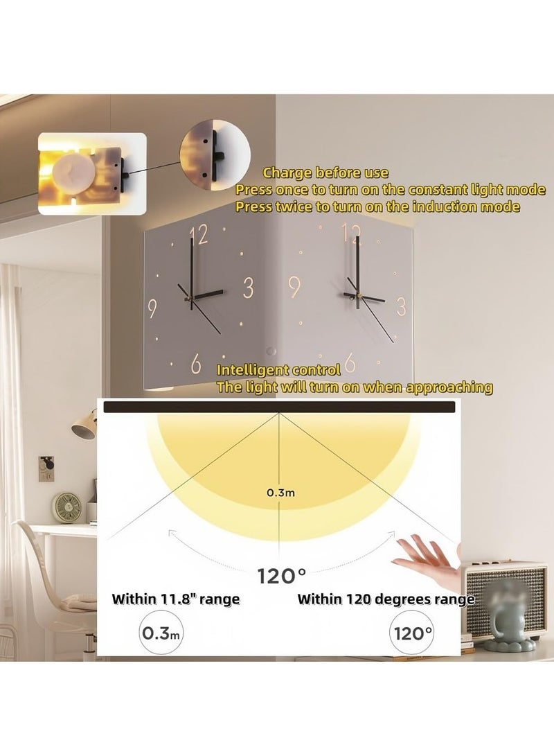 XICEN Double Sided Wall Clock, 12 Inch Modern Decorative Wall Clock, Battery Operated, Sensor Luminous Wall Mounted Corner Clock  for Living Room, Bedroom  - Image 4
