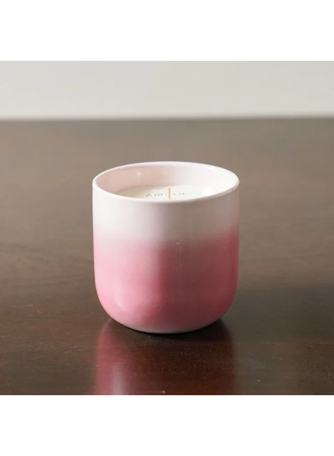 DANUBE HOME Amara Ceramic Candle Ceramic Candle Holders Decorative Candle Holders Candlelight Dinner DÃ©cor Candle Display Pieces Housewarming Gifts for Table Centerpiece Wedding Multi Pink 10.5X10.5Cm 480G