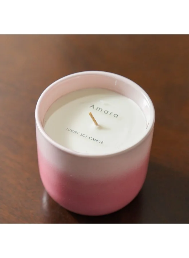 DANUBE HOME Amara Ceramic Candle Ceramic Candle Holders Decorative Candle Holders Candlelight Dinner DÃ©cor Candle Display Pieces Housewarming Gifts for Table Centerpiece Wedding Multi Pink 10.5X10.5Cm 480G