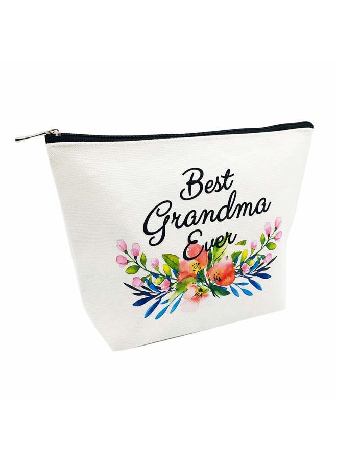 Grandma Makeup Bag - Best Grandma Ever - Mother's Day and Birthday Gift for Grandmother, Nana, Mom from Granddaughter