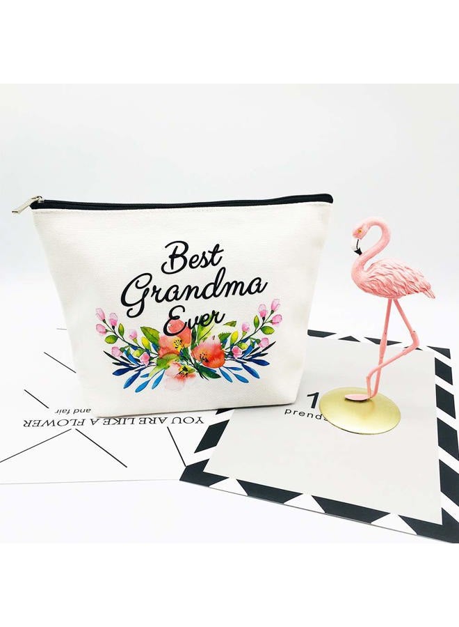 Grandma Makeup Bag - Best Grandma Ever - Mother's Day and Birthday Gift for Grandmother, Nana, Mom from Granddaughter