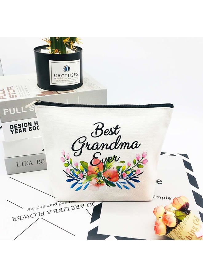 Grandma Makeup Bag - Best Grandma Ever - Mother's Day and Birthday Gift for Grandmother, Nana, Mom from Granddaughter