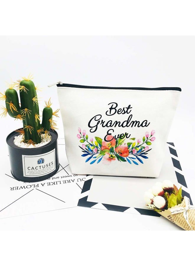 Grandma Makeup Bag - Best Grandma Ever - Mother's Day and Birthday Gift for Grandmother, Nana, Mom from Granddaughter