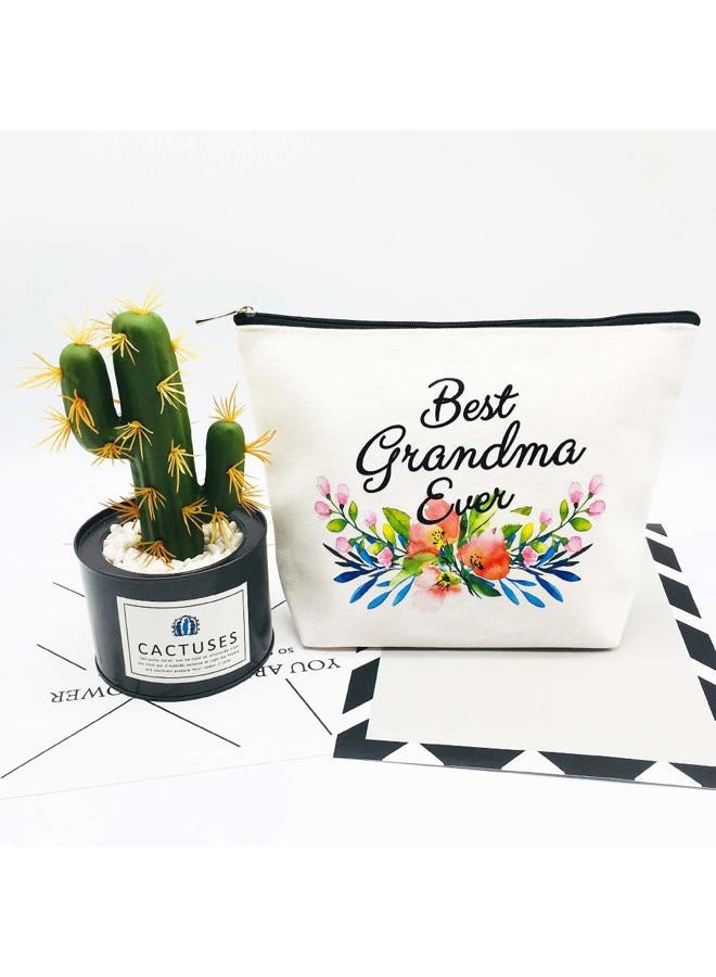 Grandma Makeup Bag - Best Grandma Ever - Mother's Day and Birthday Gift for Grandmother, Nana, Mom from Granddaughter